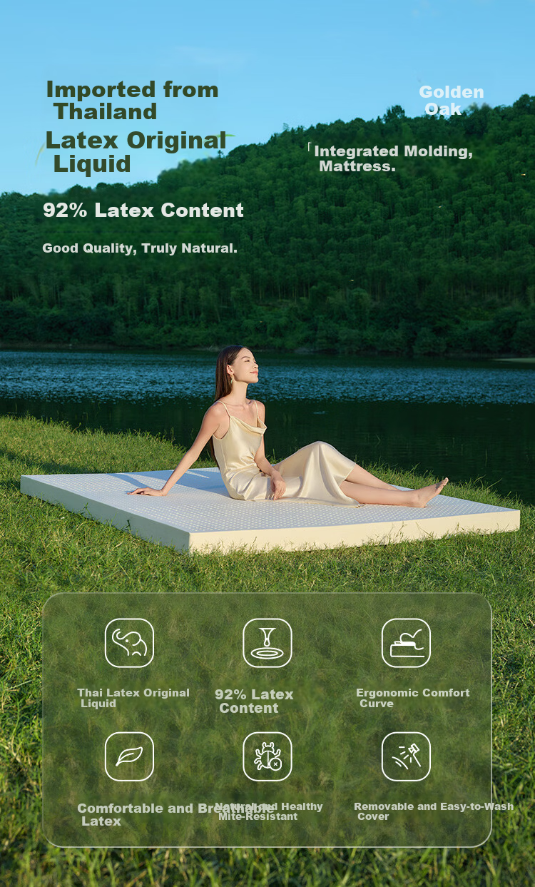 Golden Oak Thailand Imported 92% Natural Latex Mattress Pad Dormitory Single Thin Mattress 120*200*5cm 1