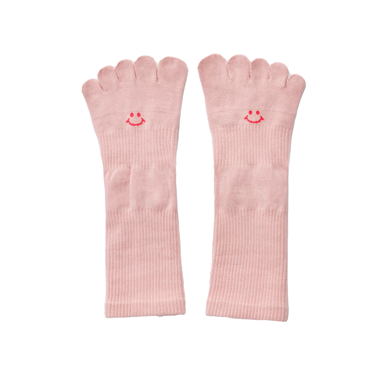 Yottoy Women's Yoga Socks Professional Pilates Non-Slip Mid-Calf Five-Toe Socks Sports Autumn Winter Lotus Pink S