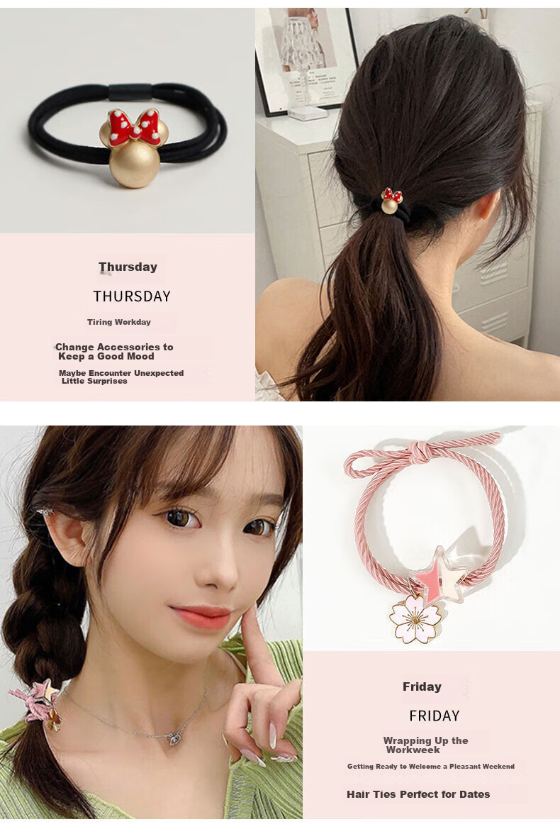 Dijing Weekly Hair Tie Hair Accessory Elastic Band Practical Wife Hair Ornament Gift Box Children's Birthday Present for Girls 6