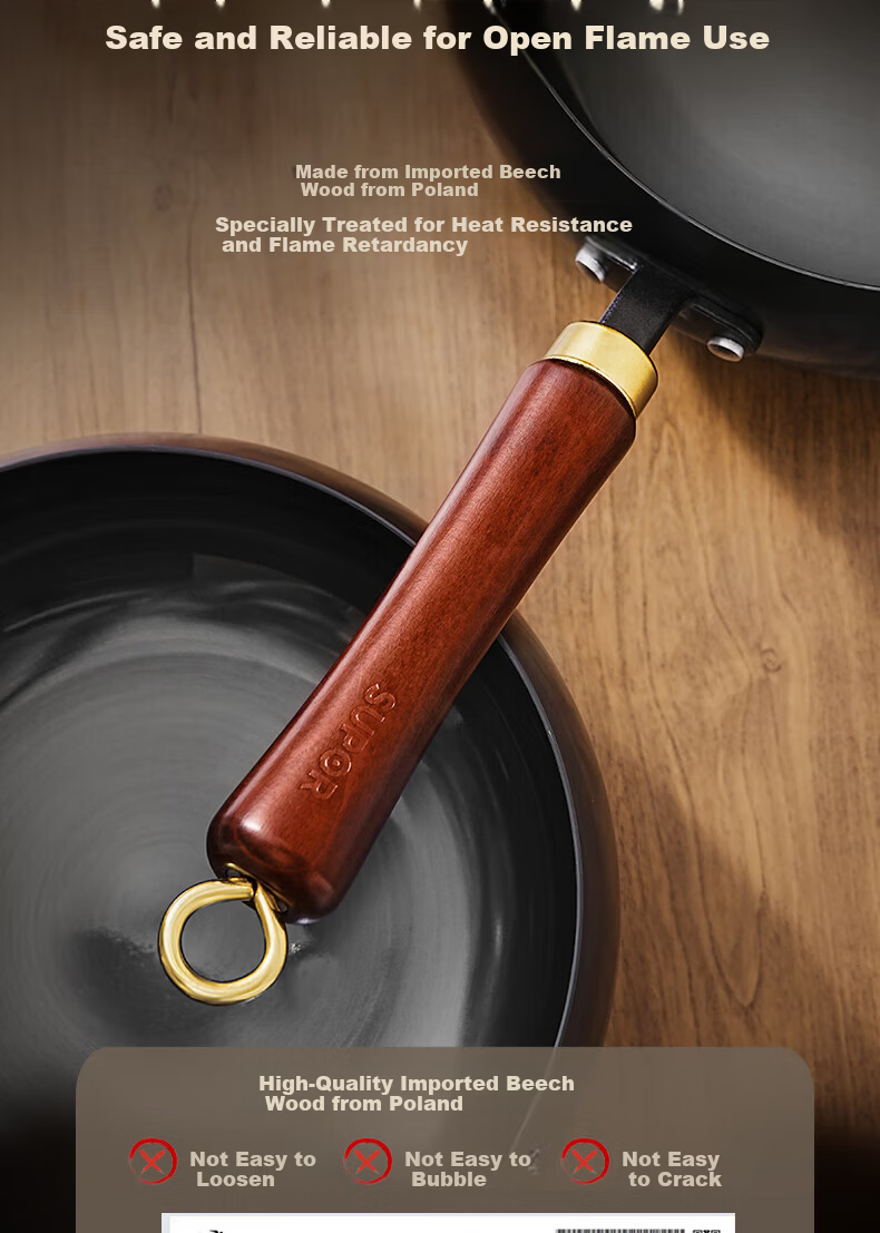 SUPOR Large Belly Wok Cast Iron Non-Coated Nitride Non-Stick Traditional Pumpkin Wok FC24D1 6