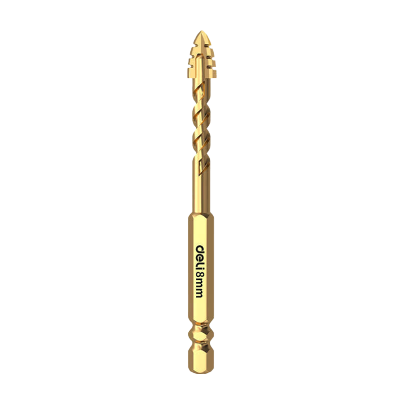 Deli 8mm Four-Blade Serrated Eccentric Drill Bit for Tile Drilling High Hardness Dry Wear-Resistant