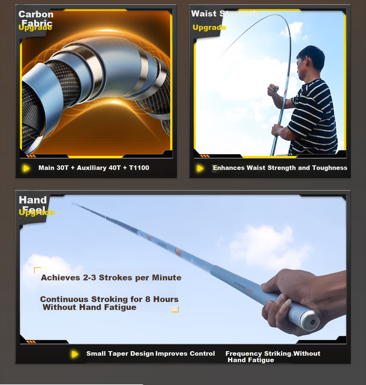 Chuanze Man Niu Giant Fishing Rod Hand Rod Sturgeon Ultra-Hard Heavy Duty Big Fish Rod Tai Fishing Rod 100kg Giant Rod 8.1m 4
