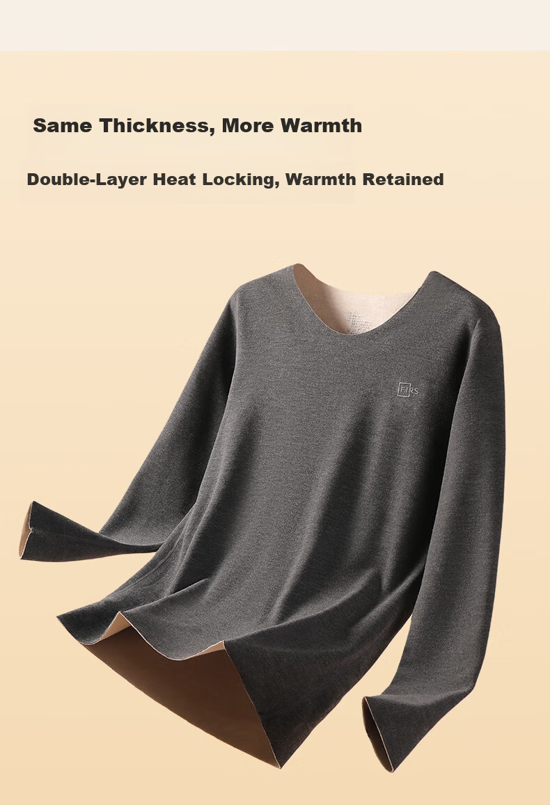 Shanshan [Cashmere Silk Derong Thermal] 26th Anniversary New Men's Seamless Fleece-Lined Thermal Underwear Set - Autumn Top and Bottom 4