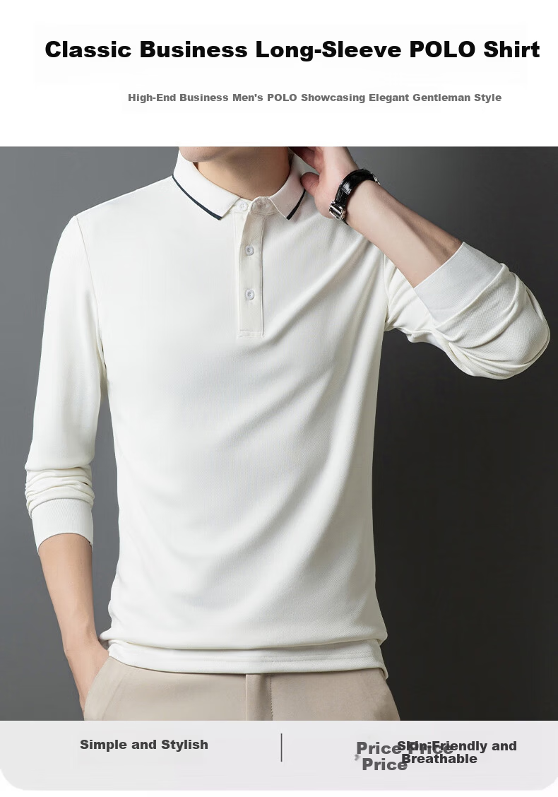 MULINSEN Men's Long Sleeve Polo Shirt Spring Autumn Casual Business Simple Black M 1