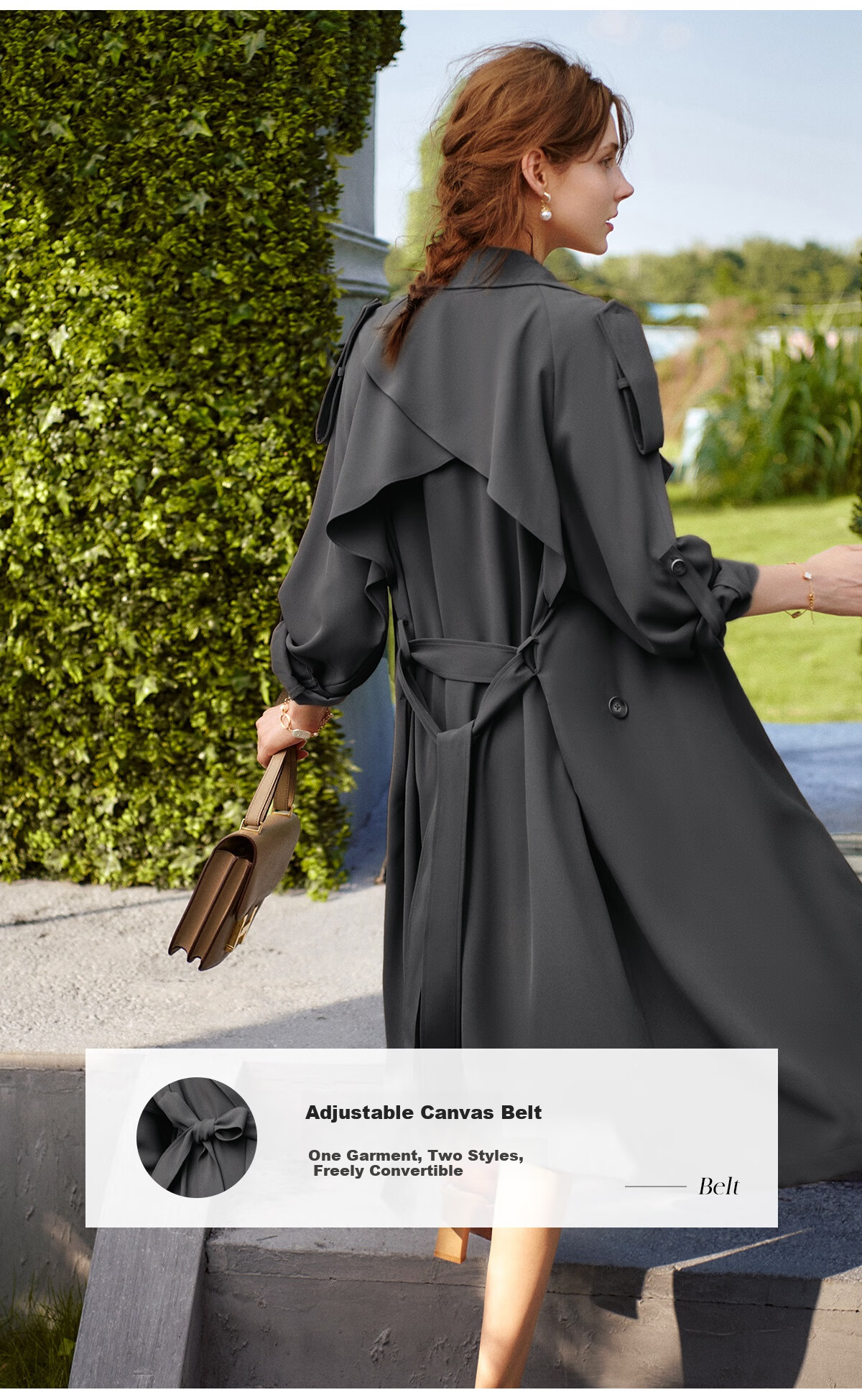 Olrain Eurielle French Style Trench Coat Autumn Women's Commuting Mid-Length Coat Coffee Color (Second Batch) S 16