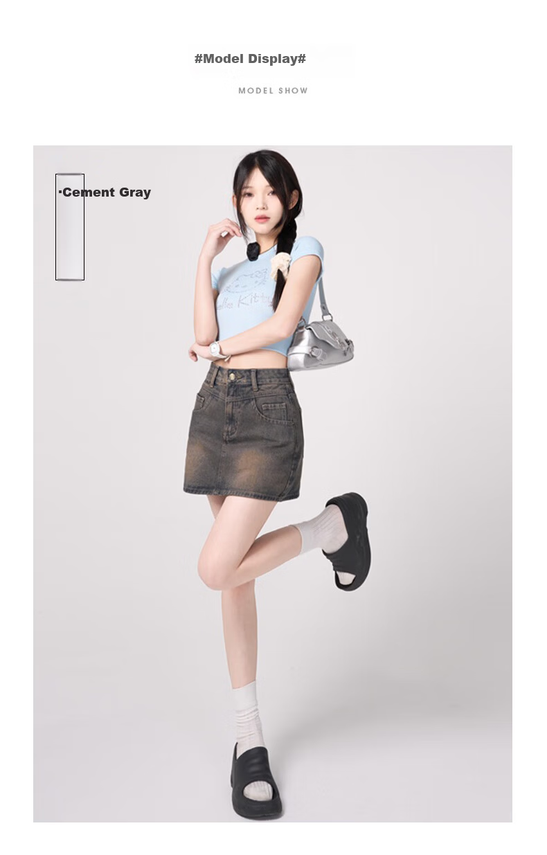 Jeanswest Women's High-Waist Slim Fit Casual Denim Skirt, Bodycon A-Line Retro Blue, Size S 9