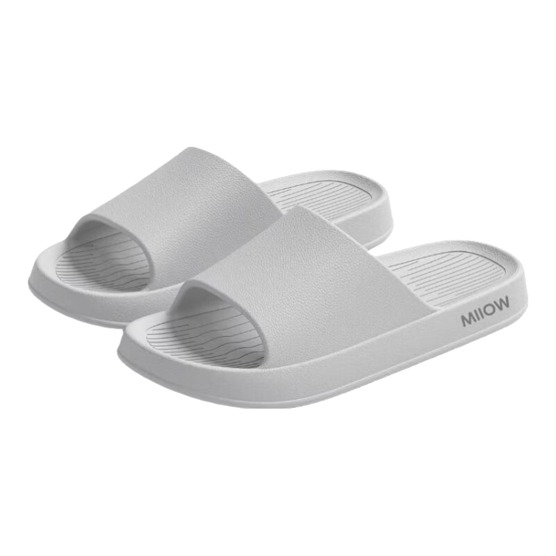 Miiow Men's Summer Indoor Shower Home Bathroom Non-Slip Odor-Resistant Antibacterial EVA Slippers Gray Size 41-42
