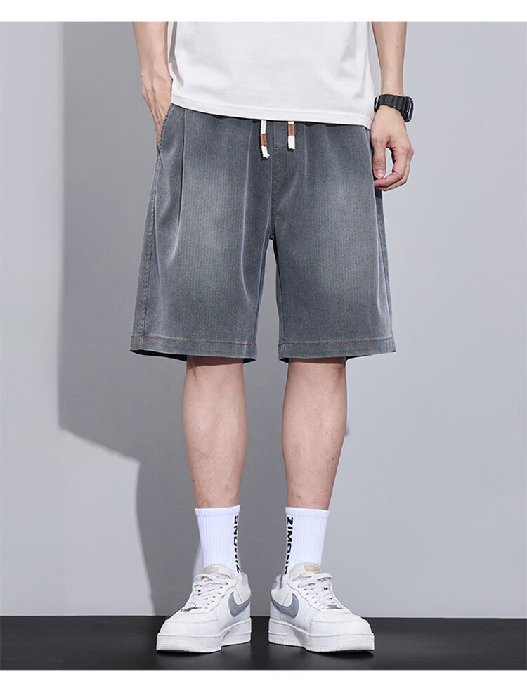 JEEP SPIRIT Men's Summer Thin Ice Silk Casual Shorts Loose Straight American Style Five-Point Pants Dark Gray L 18