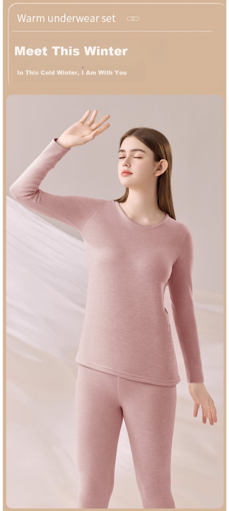 BOPRUIEY Women's Thermal Underwear Set Wool Silk 7A Antibacterial Mite-Resistant Autumn Top and Bottom Base Layer Light Green 21