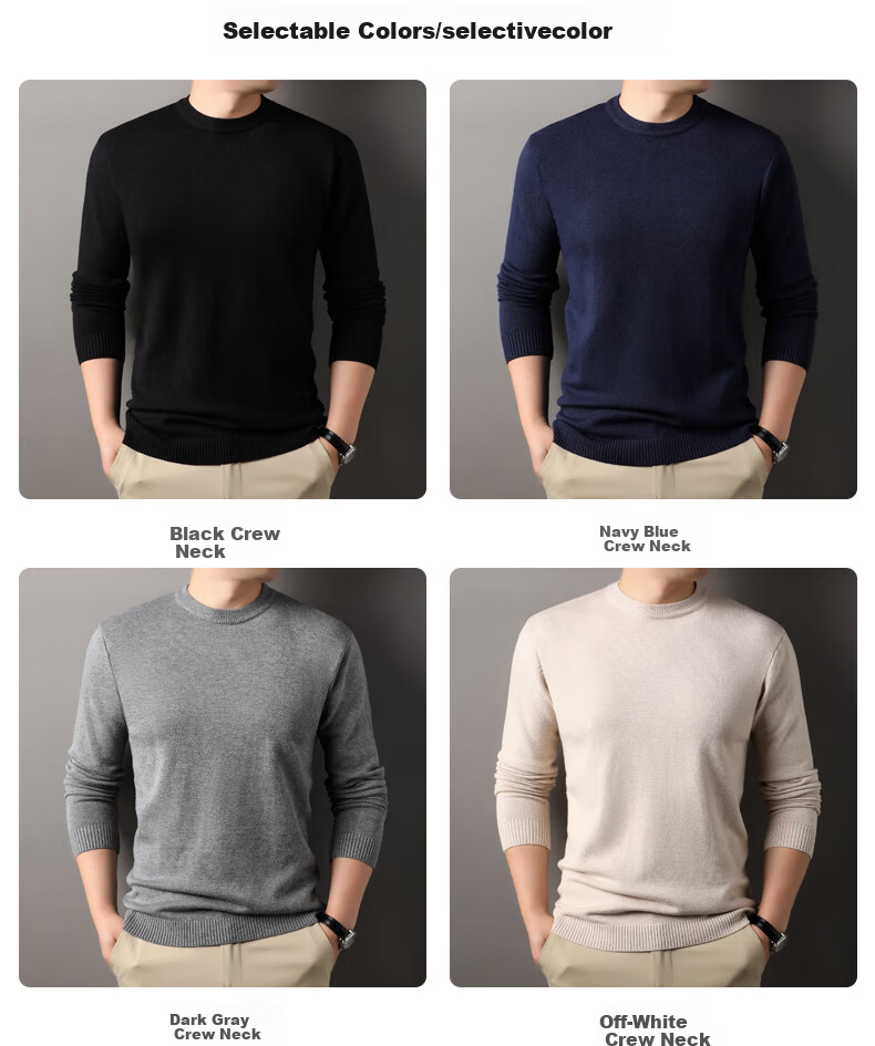 ROMON Men's Sweater Autumn Winter Comfortable Skin-friendly Casual Versatile Warm High-end Knitted Base Shirt 3977 Black M 8