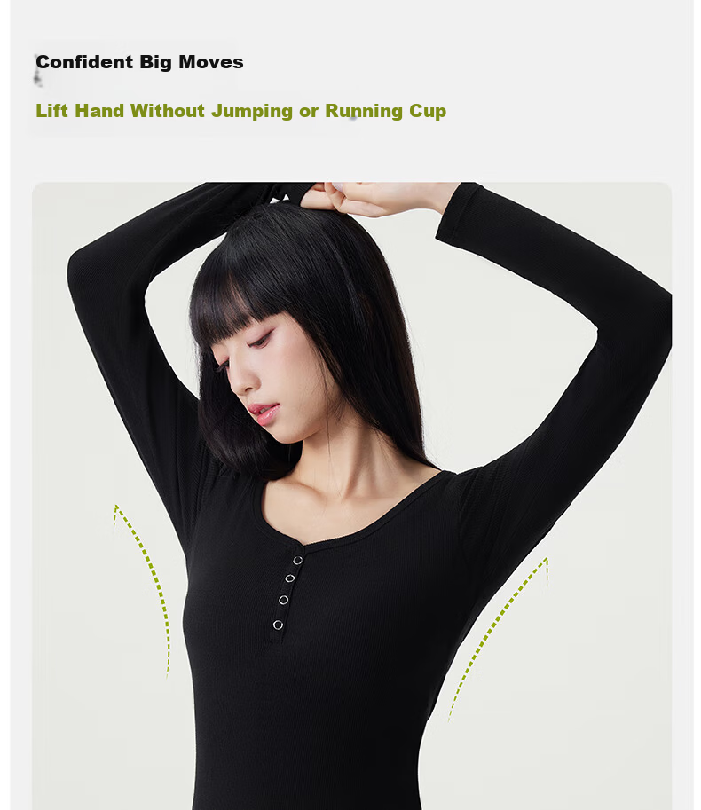 Half-Lined Thermal Base Layer with Chest Pad, Warm Innerwear, Long Sleeve U-Neck T-Shirt for Women, Spring Autumn Winter, No Bra Needed 11