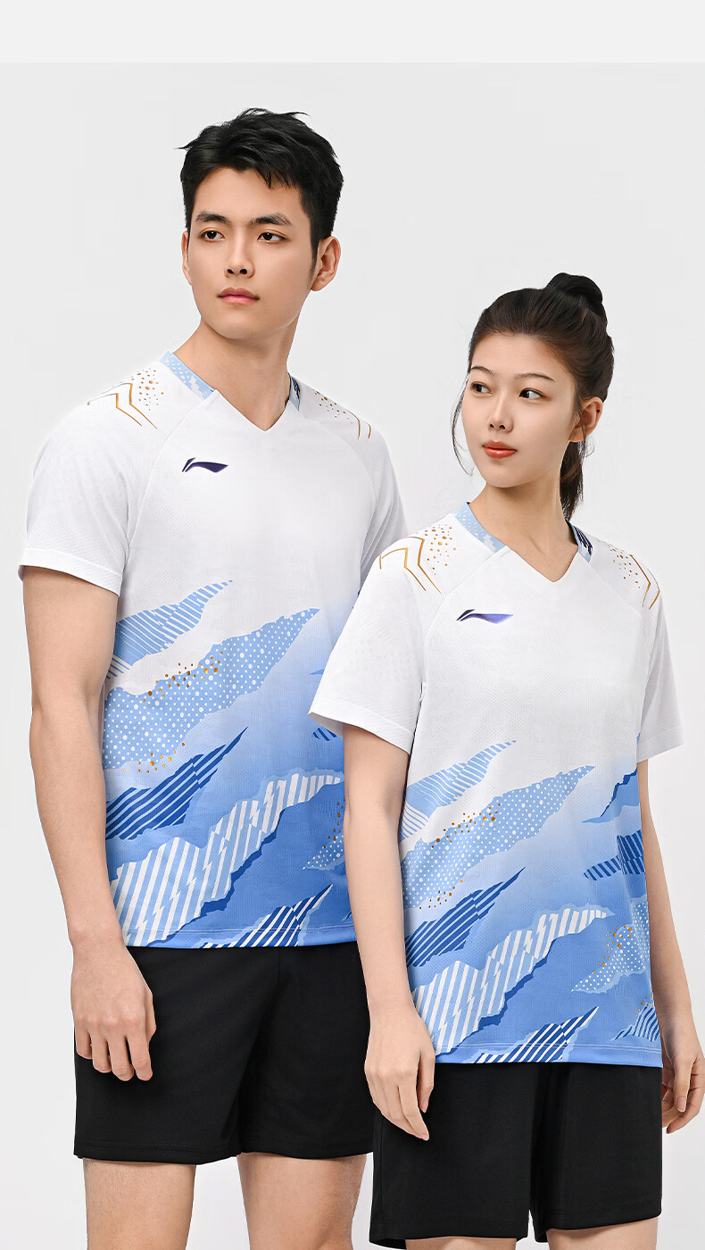 LI-NING Badminton Shirt Unisex International Star Competition Short Sleeve T-Shirt Deep Purple Blue L 6