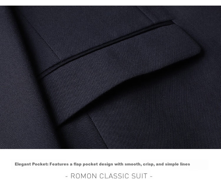 ROMON Men's Business Suit Slim Fit Groom Tuxedo Best Man Wedding Suit 15