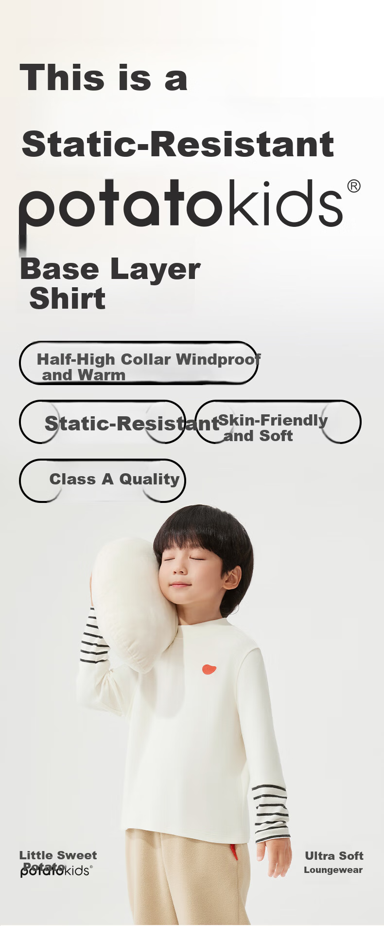Xiaofanshupotatokids Children's Underwear, Striped Girls' Undershirt, Autumn And Winter Boys' Thermal Top, Autumn Undershirt 1