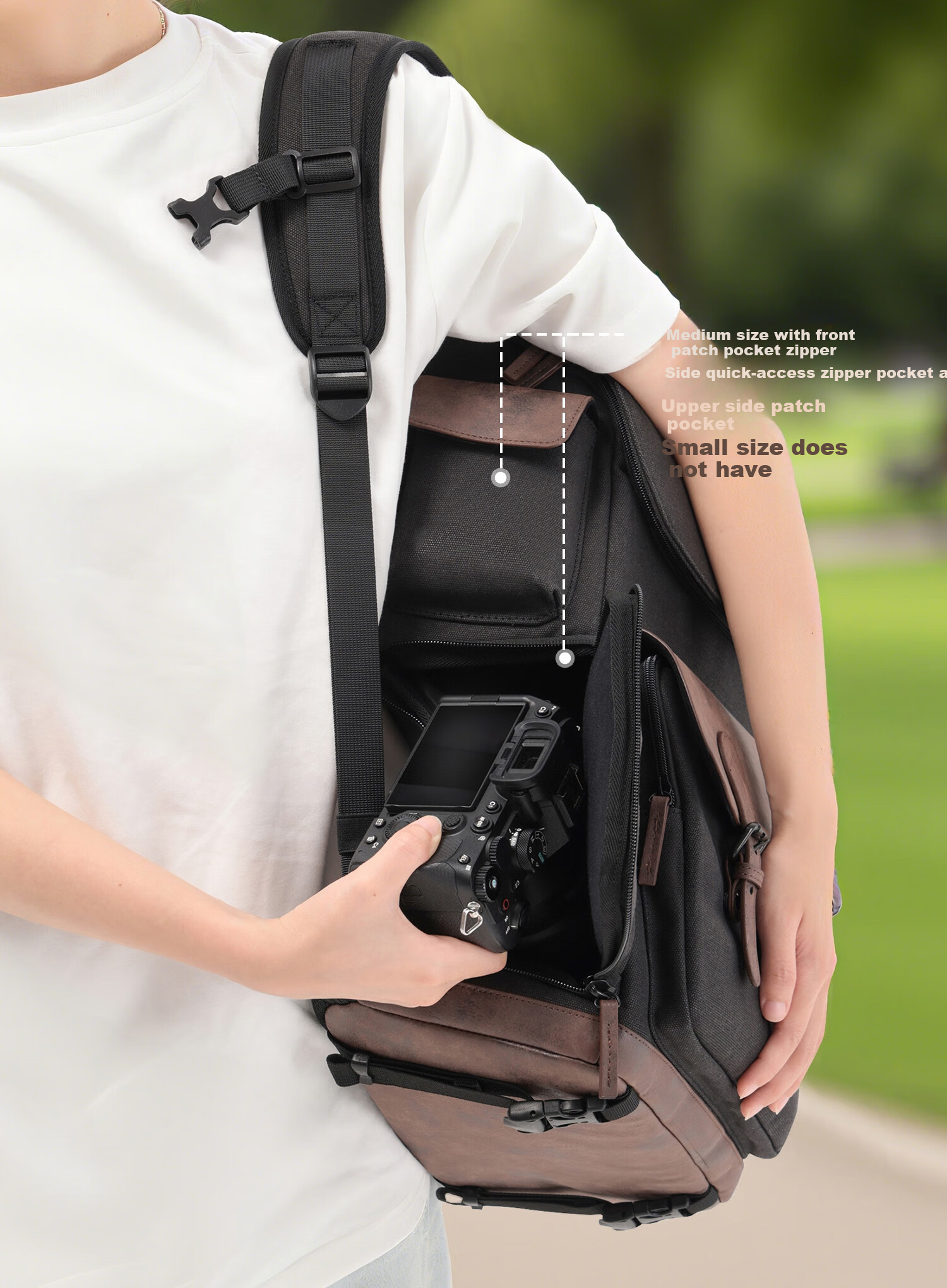 CWATCUN Vintage Camera Bag, Double Shoulder Photography Backpack with Separate Compartments for Top And Bottom, Scratch-Resistant, Wear-Resistant, Large Capacity, Waterproof Photography Bag, Portable Bag 6
