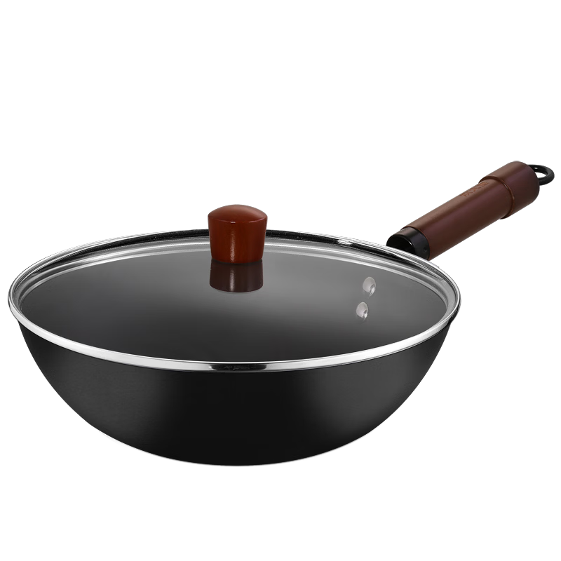 COOKER KING Wok Iron Pan Healthy Flat-Bottom Frying Pan, 30cm, Compatible with Induction Cookers, ZH30JIW