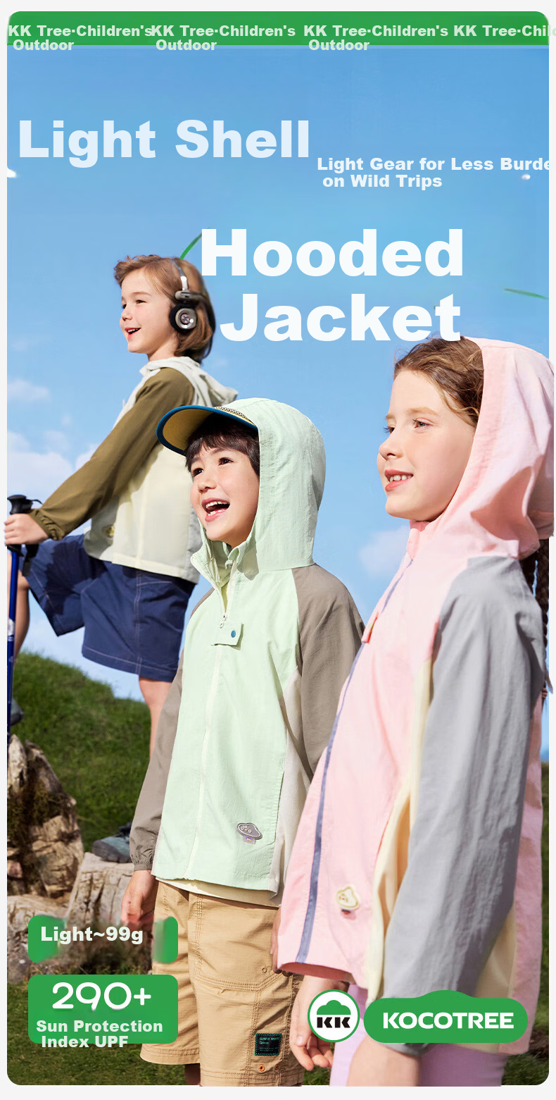Kocotree KK Tree Kids UV Protection Breathable Skin Jacket Boys Girls Spring Summer Lightweight Coat 3