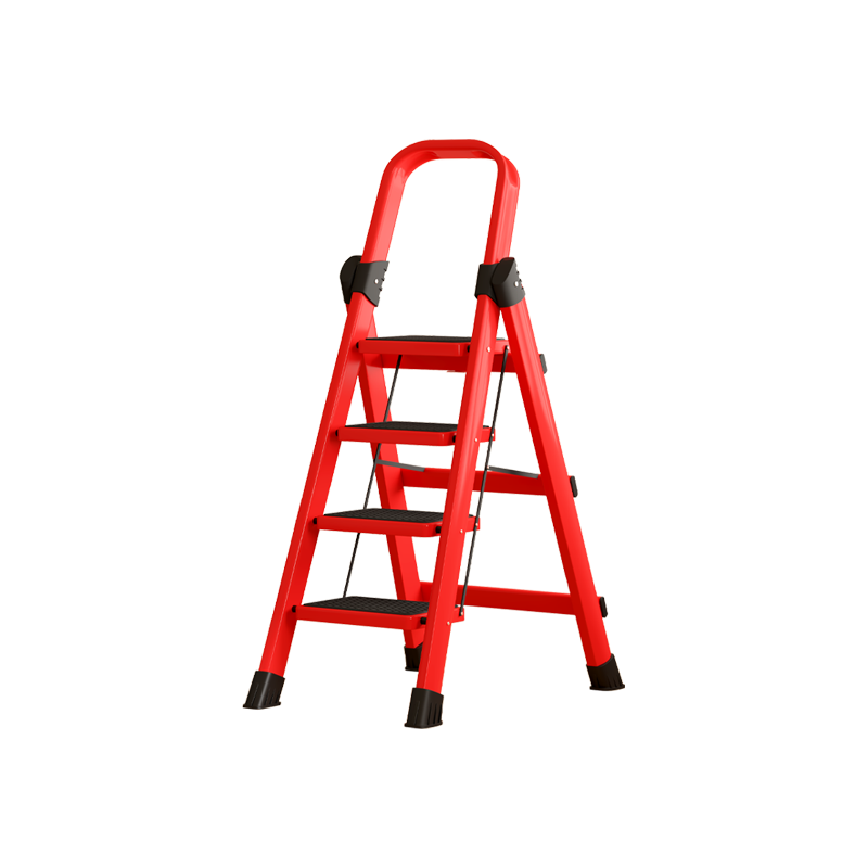 YuanNai Qiaoqian Household Folding Ladder Engineering Ladder Multifunctional A-Frame Thickened Indoor Staircase - Red Seven Steps