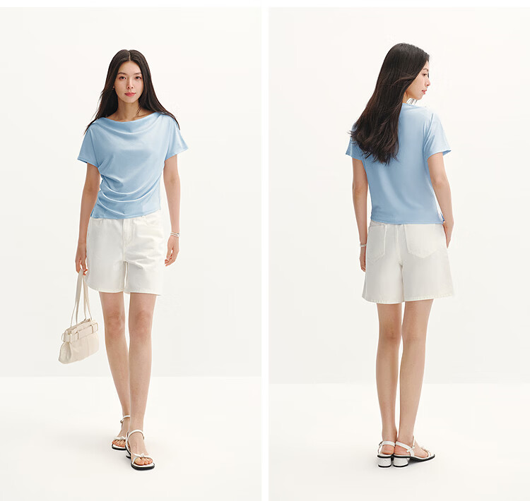 Semir Chen Duling Women's Short Sleeve T-Shirt 2026 Summer Crop Off-Shoulder Waist Slim Atmosphere Top 109326100005 22