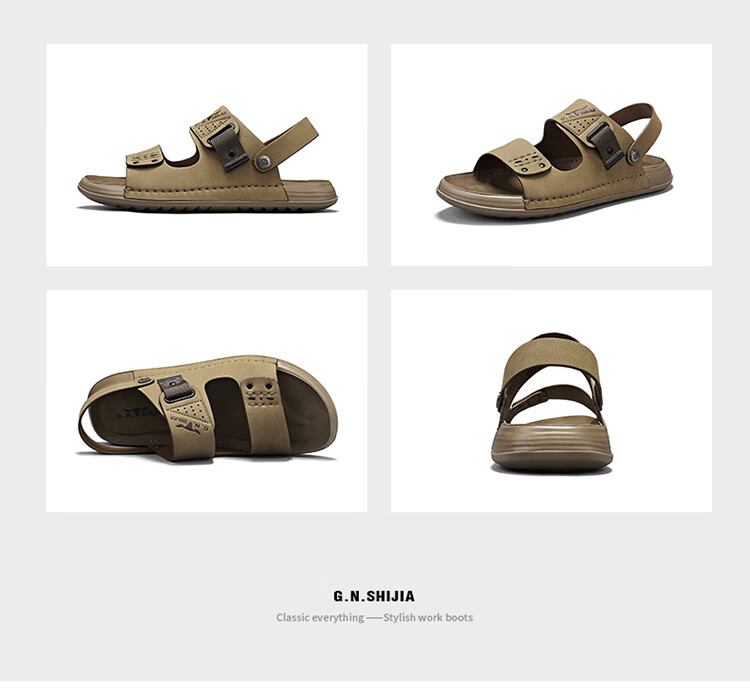 Bull Family Men's Leather Sandals Summer New Breathable Casual Comfortable Durable Beach Shoes Versatile Lightweight Two-Way Wear 36