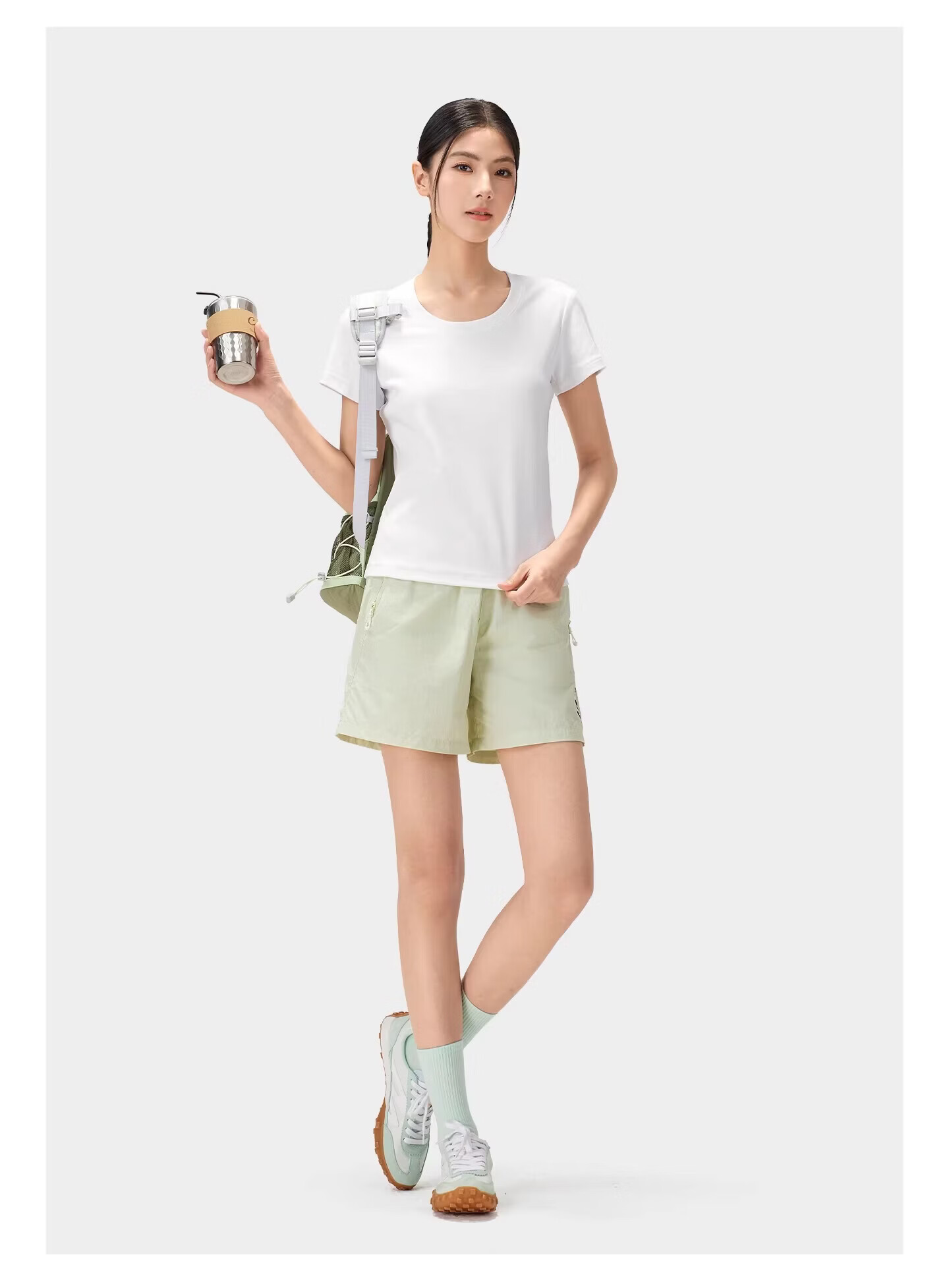 CAMEL Outdoor Casual Women's Shoulder T-Shirt 26 Spring Summer Breathable Stretch Slim Cotton Sports Tee K092 20
