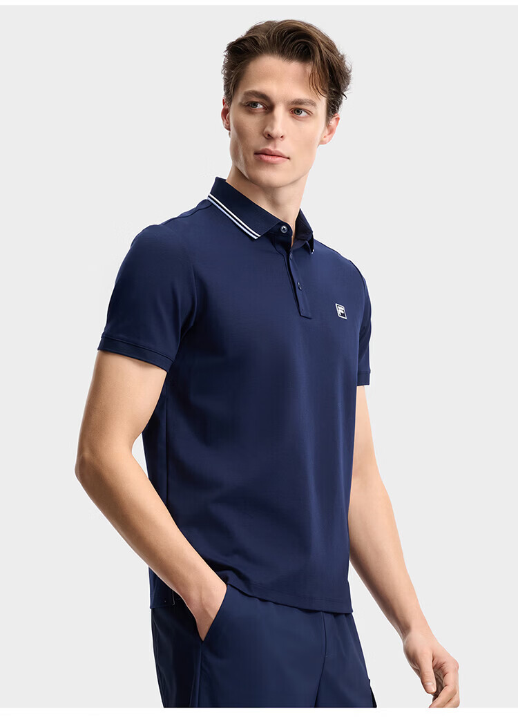 FILA Elite Men's Knitted Short Sleeve Polo Shirt 2026 Summer Simple Basic Casual Top 41