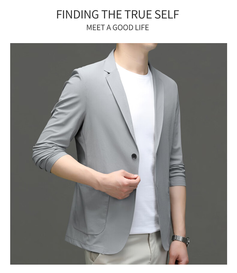 Pierre Cardin Father's Day Gift Sun Protection Suit Men's Ice Silk Seamless UV-Resistant High-End Business Blazer Gray-Green M 25