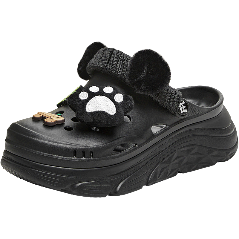 Tianmeiyi Langhua Hollow Thick-soled Height-increasing Sandals Women's Outdoor Beach Shoes Summer CMX18BL6 Black Size 35