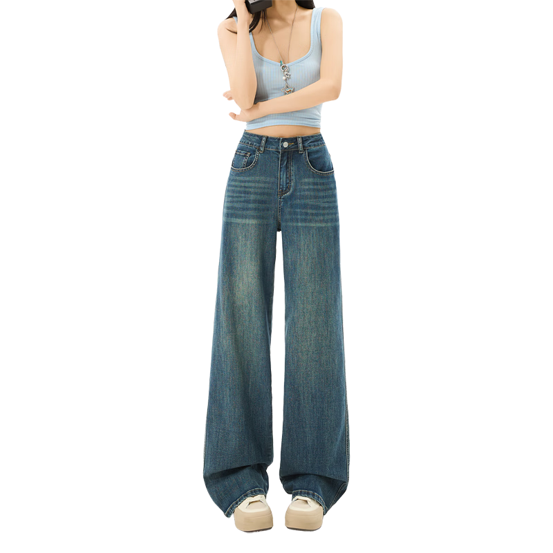 Xueqiman Narrow Straight Leg Jeans Women 2026 New High Waist Slim Tencel Denim Pants Female