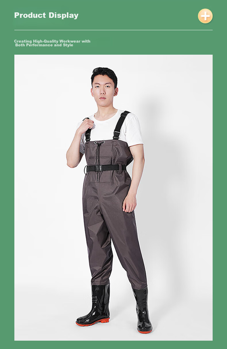 BOLOLANZHI Thickened Waterproof Overalls Rain Pants Water Shoes Full-body Waterproof Bib Pants Half-body Waders Customizable 17
