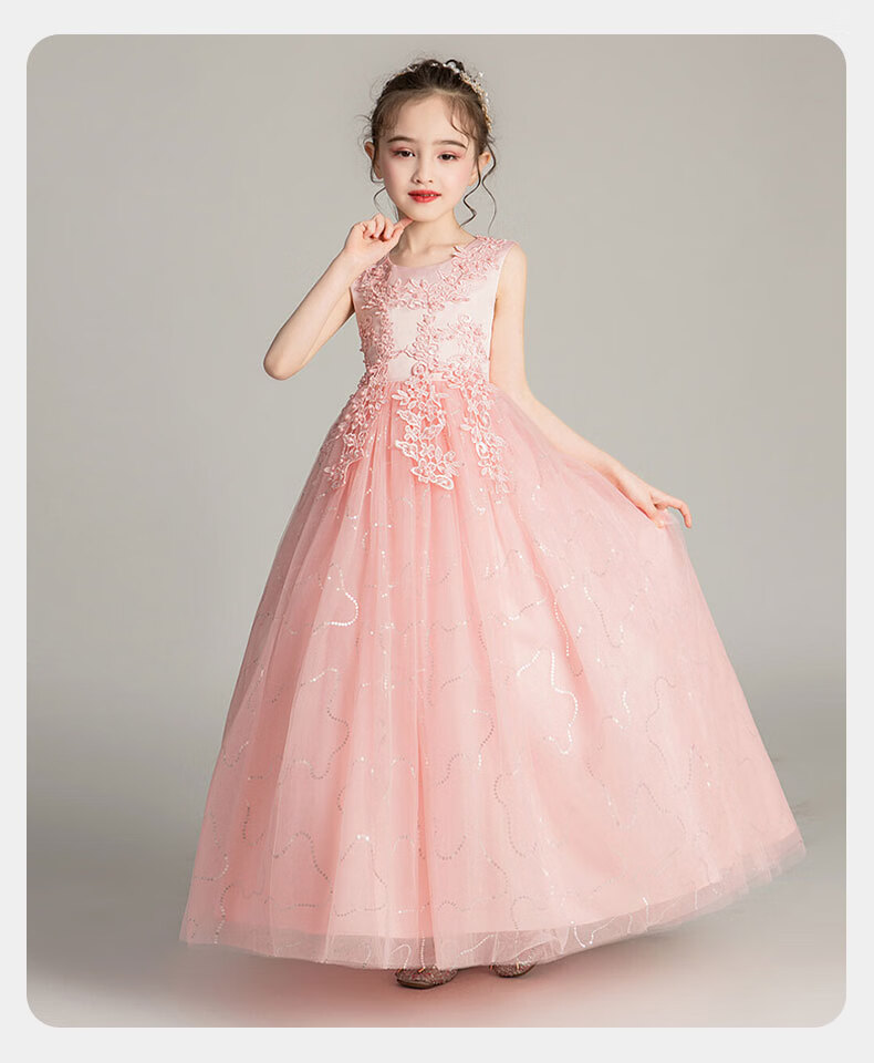 Carfit Girls Summer Princess Dress Puffy Dress Flower Girl Dress Stage Piano Performance Children's Day Navy Blue 170 11
