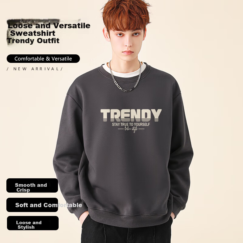 Baleno Men's Crew Neck Sweatshirt Autumn Winter New Casual Pullover Fleece Lined Warm Trendy Innerwear Top