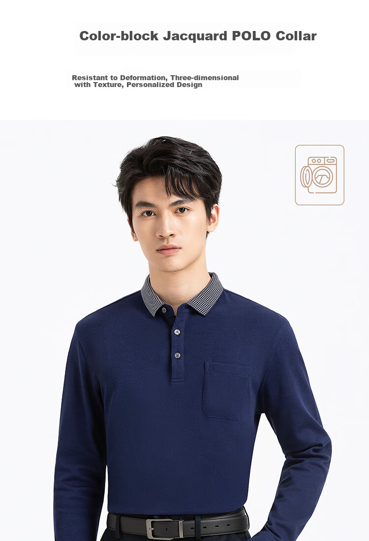 Langdeng Men's Long Sleeve Polo Shirt Langdeng Spring Autumn New Business Casual Modal Blend Polo Shirt Middle-aged Dad Style 6
