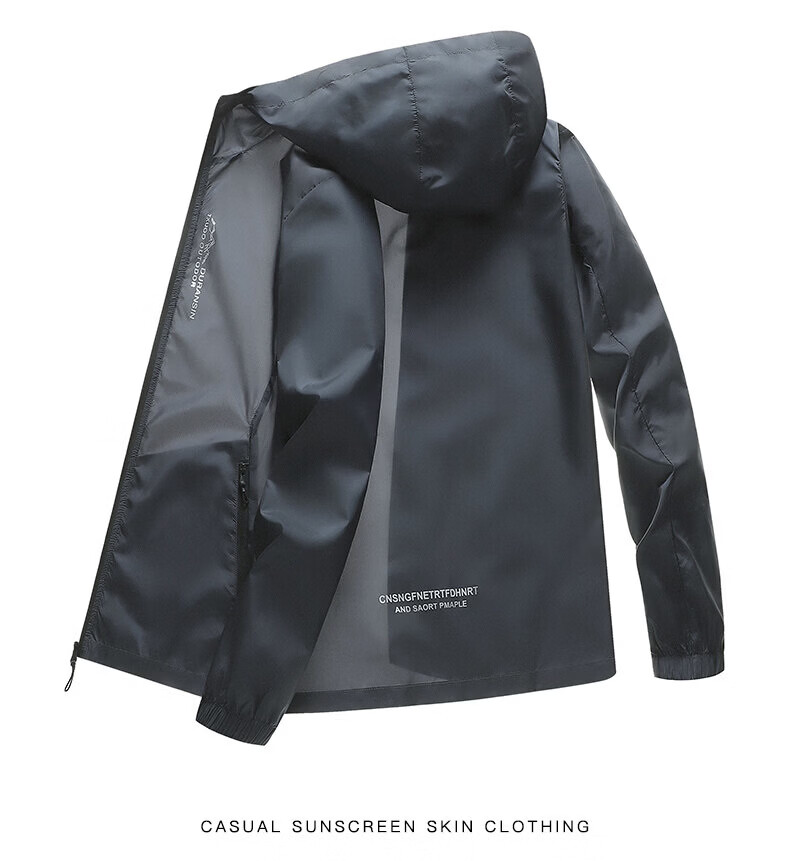 MULINSEN Men's Sunscreen Jacket Spring Summer Lightweight Outdoor Travel Simple Sports Skin Jacket Dark Gray L 9