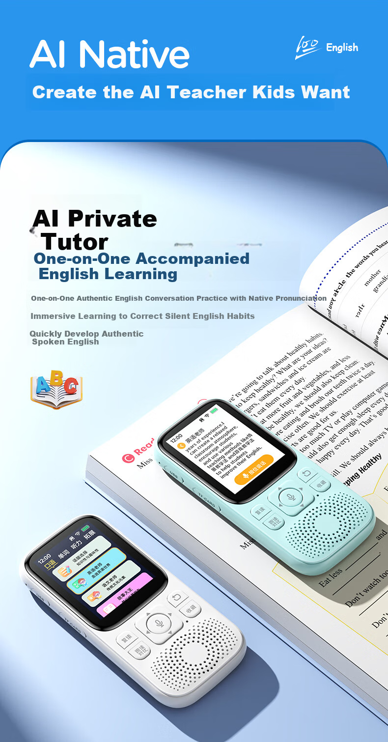 NINTAUS AI Learning Machine Listening Treasure 128GB Repeater Portable Audio Chinese English Study Enhancement Tool Synchronized New Textbook Portable Listening and Reading Device A5pro 9