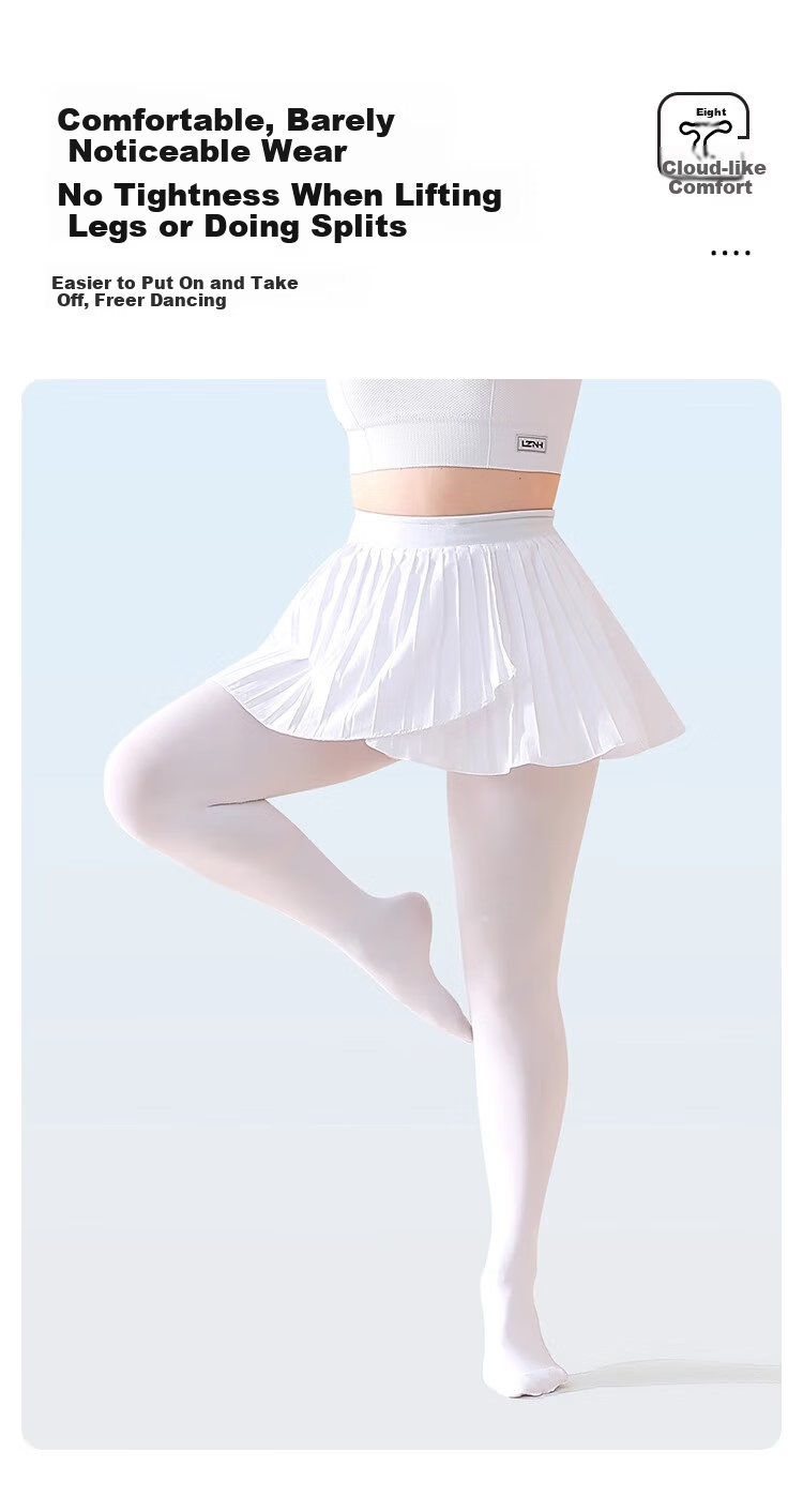 BOPRUIEY White Plus Size Tights Pantyhose Spring Summer Adult Dance Practice Stockings for Plus Size Students 10