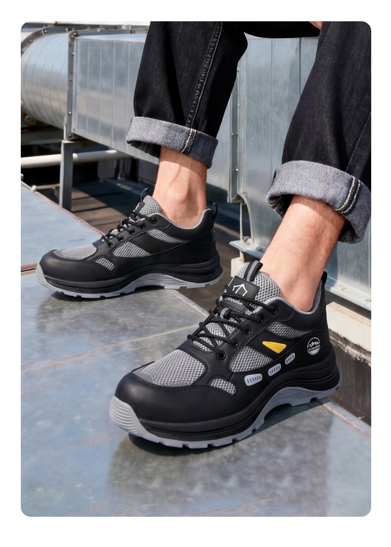 BlueOwl Shield Men's Summer Breathable Lightweight Soft Sole Waterproof Anti-Smash Steel Toe Anti-Puncture Safety Work Shoes D291 Size 45 11