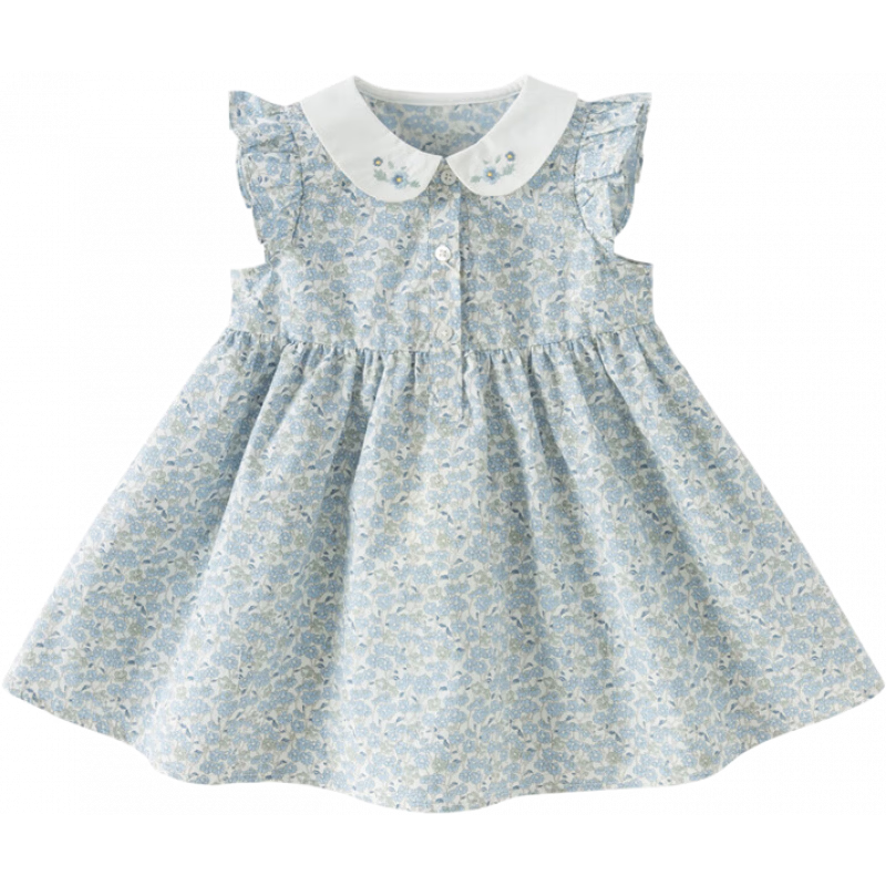 DAVE & BELLA Girls' Cotton Summer Dress Floral Toddler Baby Class A Dress