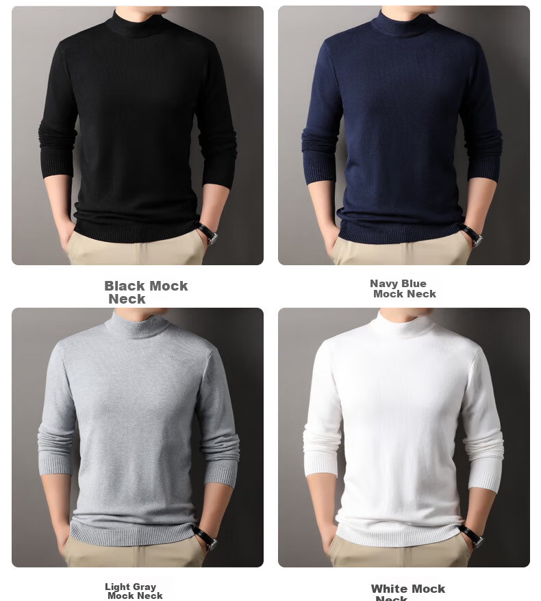 ROMON Men's Sweater Autumn Winter Comfortable Skin-friendly Casual Versatile Warm High-end Knitted Base Shirt 3977 Black M 9