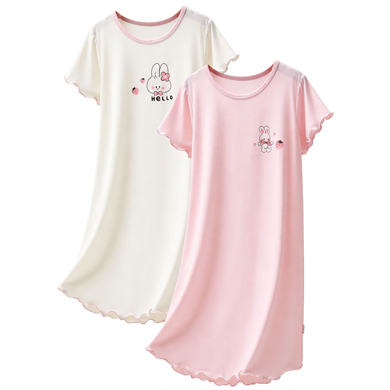 Hodo Girls' Summer Ultra-Thin Ice Silk Nightgown Children's Sleepwear Baby Home Dress