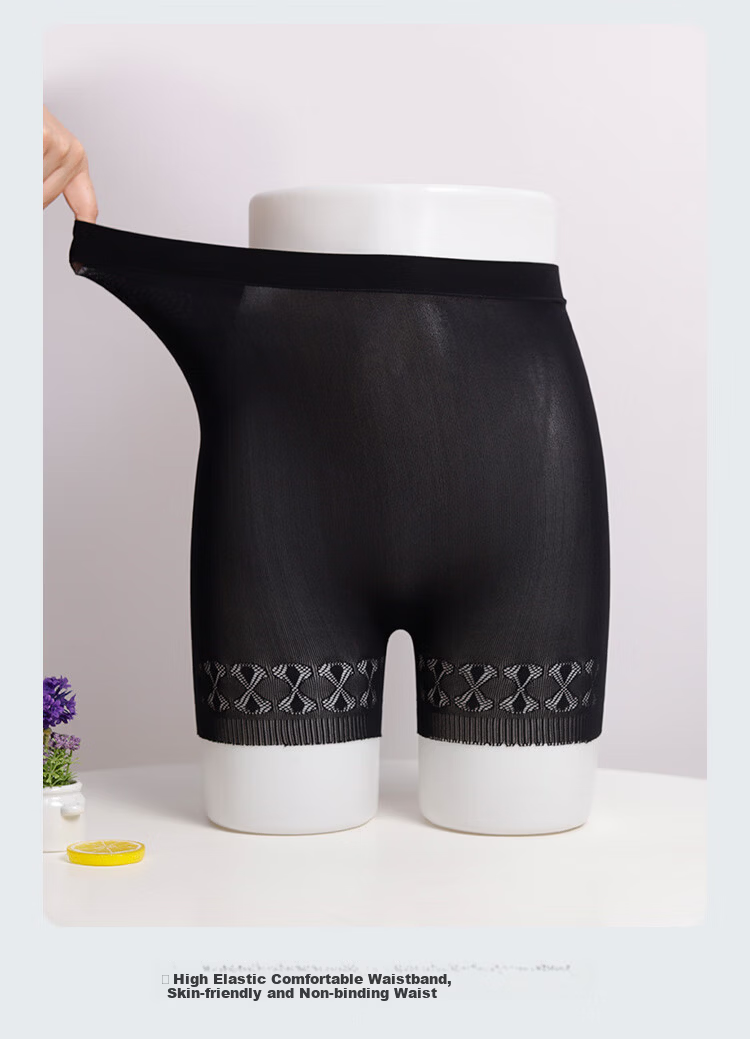 Avandi Women's Seamless Thin High-Waist Anti-Exposure Safety Shorts Four-Point Tummy Control Underwear 11
