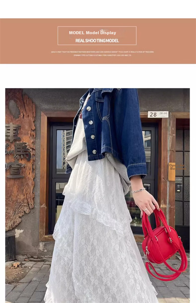 Langsha Lace High-Waist Mesh Puff Cake Skirt Women's Spring 2026 New Slimming A-Line Mid-Length Skirt 17