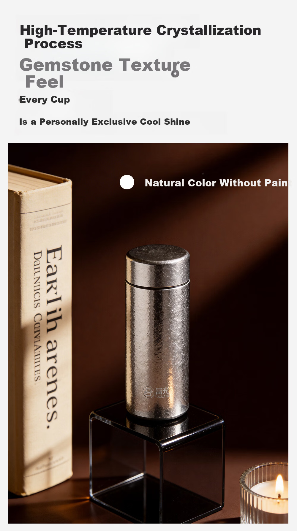 FGA Fugang Pure Titanium Insulated Water Bottle for Men and Women, Stylish Compact Portable High-End Gift Cup 13