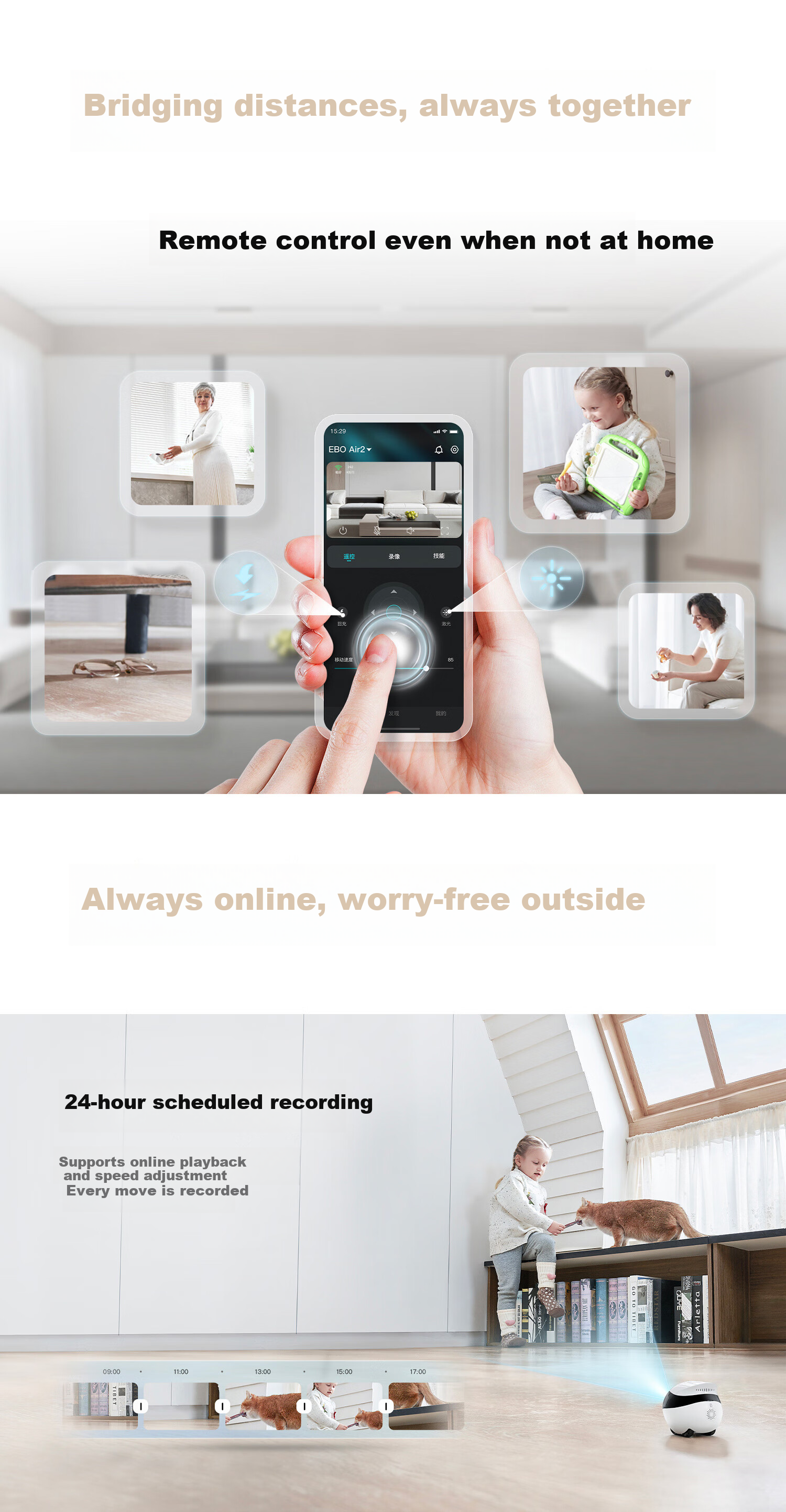 Enabot EBO Air 2 Mobile Surveillance Camera Elderly Kids Pets AI Companion Robot Home Monitoring Camera EBO Robot [Cloud Blue] 10