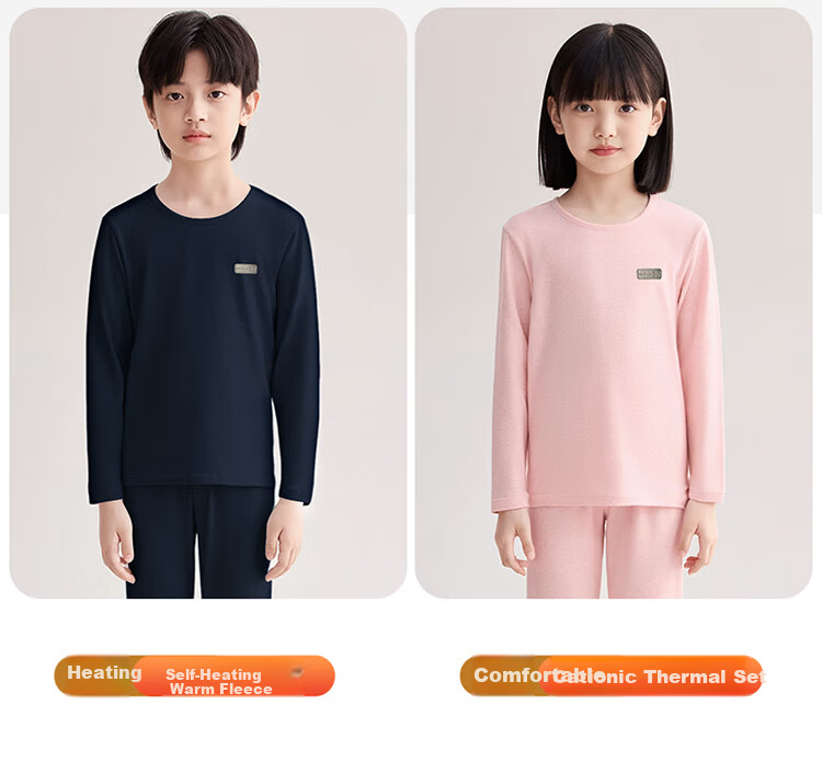 Langsha Children's Thermal Underwear Set Warm Fleece Autumn Shirt and Pants Girls Winter Fleece Boys Spring and Autumn Set 4