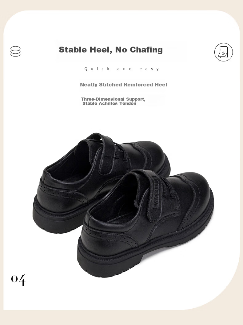 Follow Me Boys Leather Shoes, Spring And Autumn Comfortable Soft-Soled Performance Shoes for School, Black British Style Children's Shoes, Black, Size 33 9