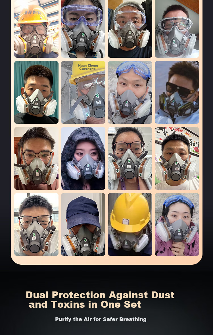 Aokeyun Dust Mask, Heavy-Duty Industrial KN95, Head-Mounted Non-Ear-Strapping, for Spray Painting, Silicone Face Shield, Paint Sprayers, Welders, Anti-Smoke, Secondhand Smoke, Breathing Valve, Breathable, Guardian - Quantum Gray 3