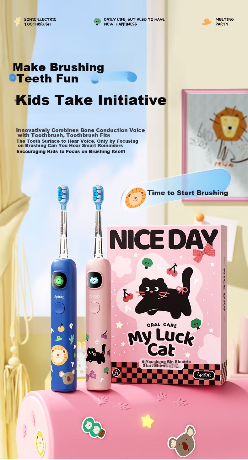 ApiYoo A9pro Upgraded Kids Electric Toothbrush Smart Real-Time Voice Reminder Soft Bristles Gum Care for Children Ages 3-6-15 Boys and Girls Children's Festival Birthday Gift 8
