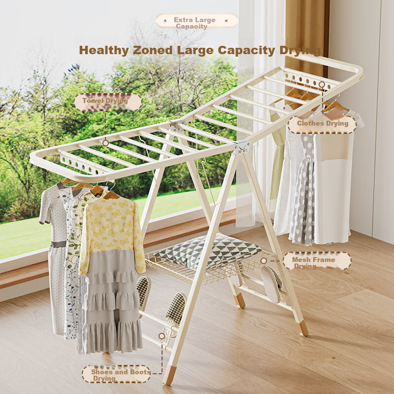 Gongxun Foldable Floor-Standing Indoor Mobile Clothes Drying Rack Home Balcony Outdoor Windproof Quilt Hanger
