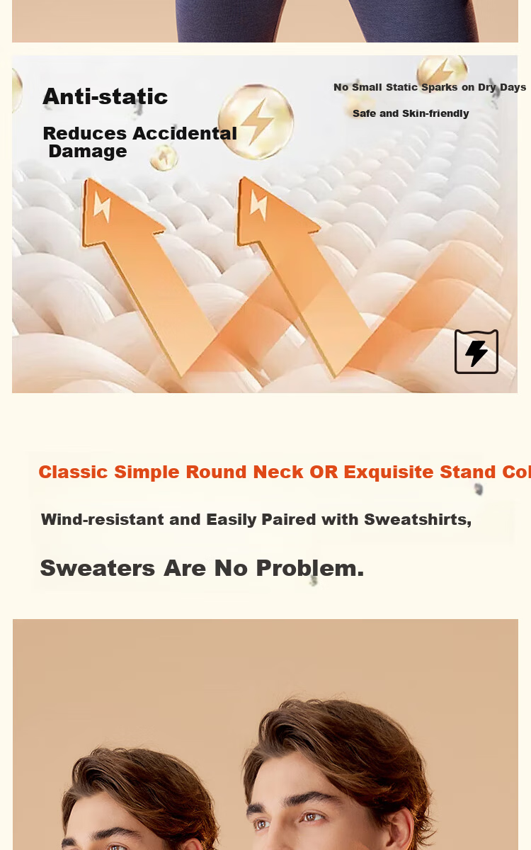 MiiOW Men's Thermal Underwear Set Autumn Winter Antibacterial Warm Base Layer Pants 7A 8